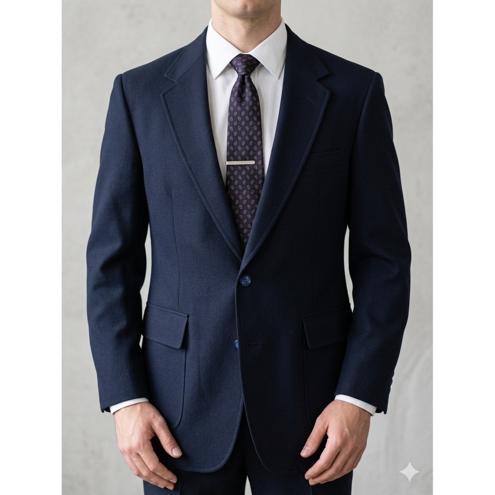 Vintage Sears Perma-Prest Navy Blue Blazer Sport Coat Two Button Mens 38R